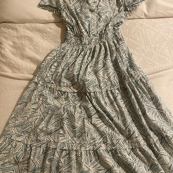 Cotton Tahari maxi dress white and sage green - Picture 1 of 4